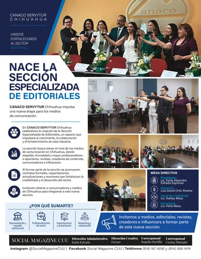 Ejemplo de contraportada publicada en Social Magazine: CANACO Servytur Chihuahua
