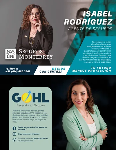 Página con dos medias páginas publicadas en Social Magazine